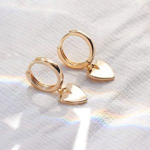 Heart charm huggie earrings